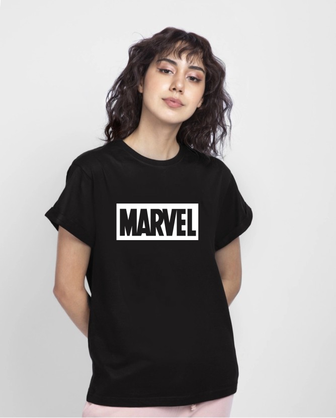 Women Printed Round Neck Pure Cotton Black T-Shirt