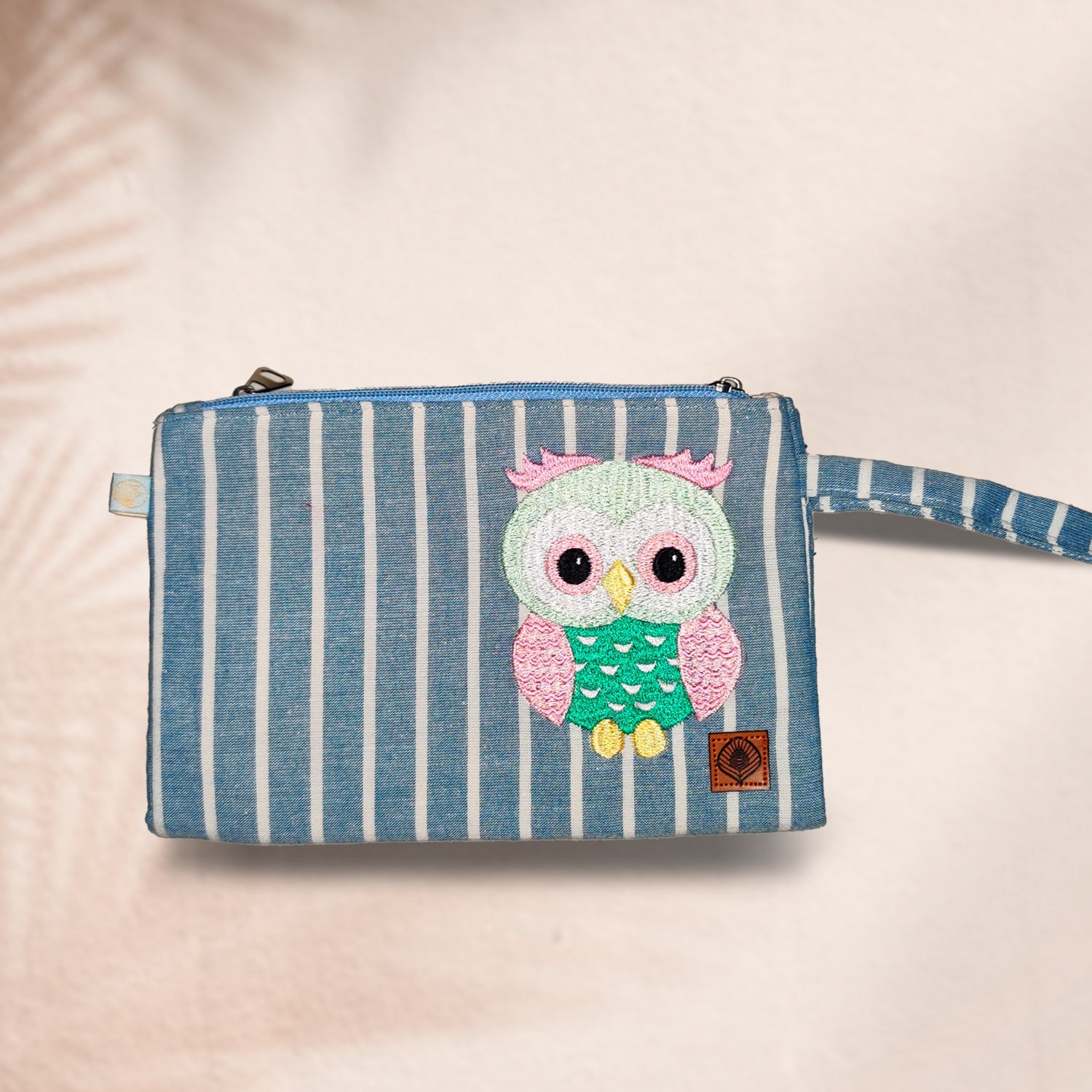 Owl Embroidered 100 % Cotton Multi-Utility & Multi-Purpose Pouch | Peacoy