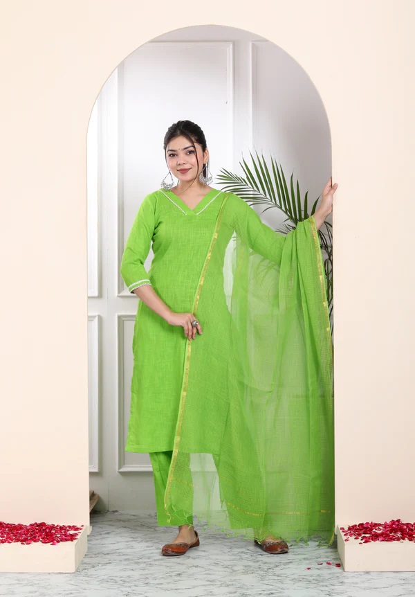 Buy online Lime Solid With Work Suit Set from ethnic wear for Women by  Worivoc for ₹2139 at 47% off | 2024 Limeroad.com