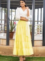 Beautiful yellowish tier skirt with top co-ord set