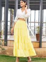 Beautiful yellowish tier skirt with top co-ord set