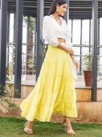 Beautiful yellowish tier skirt with top co-ord set