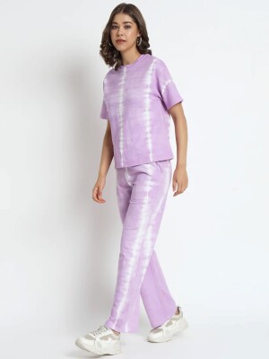 Women tie & die purple co-ord set