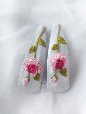 Beautiful, Exclusive, hand embroidered, hair clip in soft fabric for kids