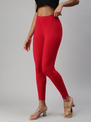Red ankle length cotton legging