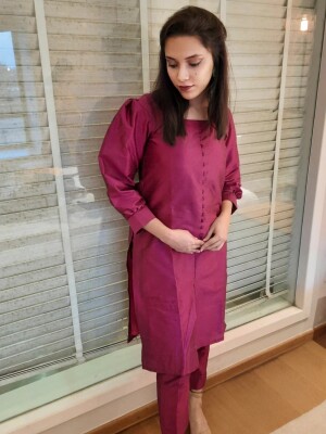 Co-ord set bangalore silk berry purple