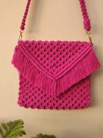 Hot pink beautiful macrame sling bag