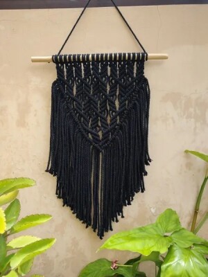 Black mini macrame wall hanging