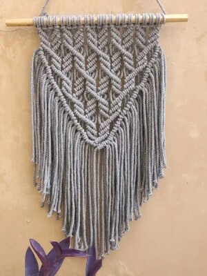 Light Grey cotton cord mini wall hanging