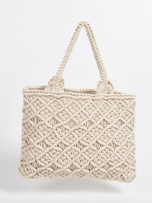 MACRAME Handmade Straw Bag Travel Beach Fishing Net Handbag Shopping Woven Shoulder Bag for Women