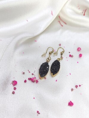 Beautiful black druzy drop earrings