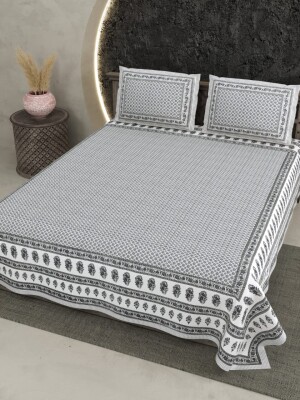Cotton grey bedsheet with 2 pillow covers