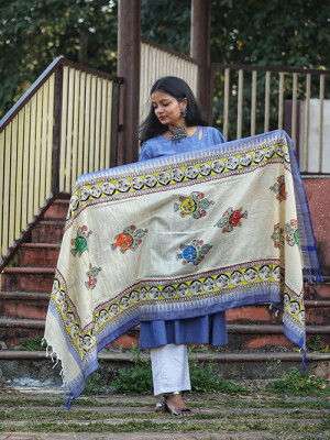 Traditional madhubani cotton dupatta