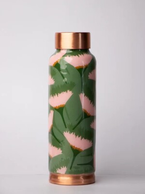 Pink china rose | 100% pure copper bottle| 500 ml