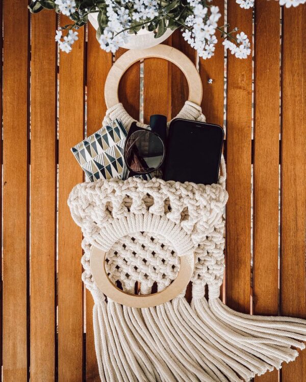 Buy R.R.LALA Macrame Handbag, 100% Pure Cotton Bag, Macrame Shoulder Bag,  Hand Knotted Macrame Bag, Macrame Market Bag, Mother's Day Gift Size: 25x25  cm (WxL) Color: Off White at Amazon.in