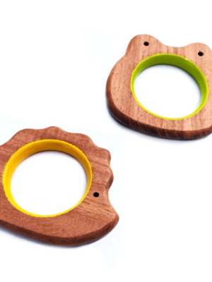 Frog & porcupine teether for babies | Benefits of neem wood | child safe teether | serves as grasping and chewing toy | wooden teethers