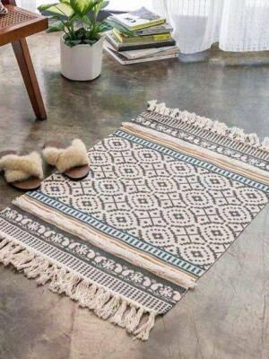 Super soft 100% cotton beautiful design doormat for home\kitchen