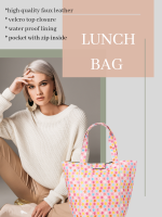 Printed Lunch Bags for Office Men ,Women Students & Kids | High Quality Faux Leather Exterior & Inner Waterproof Lining