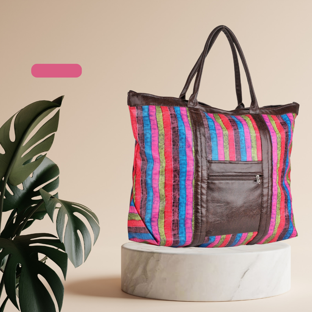 Bohemian Striped Drawstring Tote Bag | LOVESTITCH