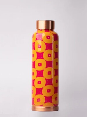 Shocking pink chequer| 100% pure copper bottle|950 ml |