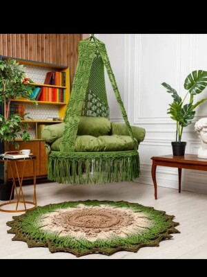 Macrame Boho Livef Swing Hammock Chair for Adults & Kids TOPW13-GREEN