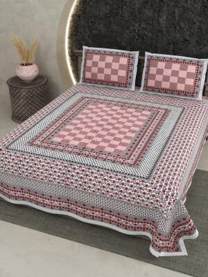 Soft Pink cotton bedsheet with 2 pillow covers