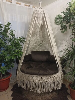 Macrame Double Butterfly Swing Chair for Adults & Kids, Macrame Swing Hammock Chair for Adults & Kids Large with 3 Pillow and Mattress, Hammock Chair
