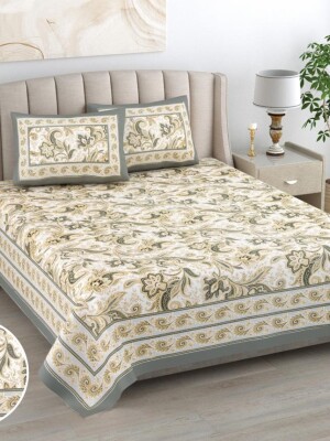 Latest floral design double bedsheet with 2 pillow cover 100*108 (King size)
