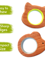 Mouse & cat colorful neem wood teethers for babies  | child safe teether | set of 2 | wooden teethers