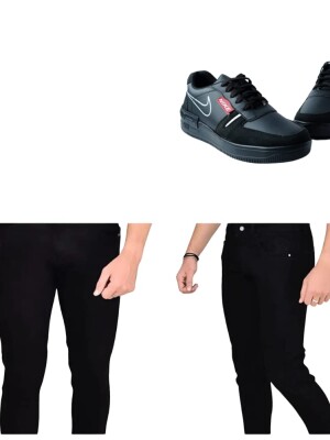 Black Jeans with Premium Casual Black Sneakers