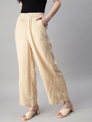Skin tone 100% cotton polyester blend palazzo pant