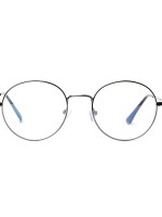 Round computer glasses, metal eye frame, zero power, anti glare & blue ray cut, men & women