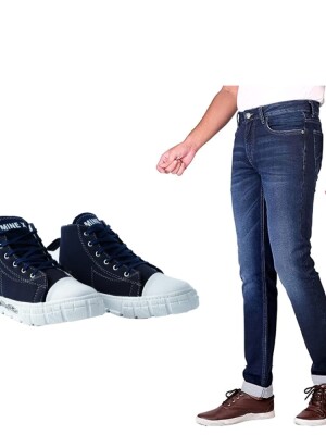 Combo of Blue Jeans with Premium Casual Blue Shoes Sneakers