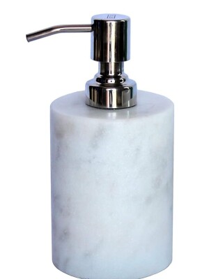 MBSC Soap/Lotion Dispenser Made of Genuine Indian Marble in White Color - Luxury Bathroom Accessories Bath Set