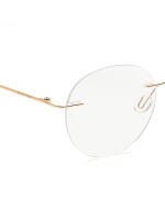 Rimless round computer glasses for men women