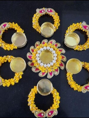 Unique Designer Specially Handcrafted Yellow Rangoli
