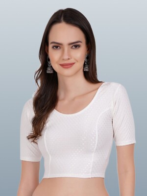 White polyester stretchable blouse