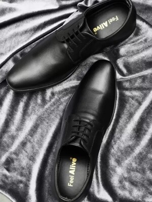 Lightweight| Comfort| Outdoor| Synthetic Leather| Formal Shoes| Lace Up For Men  (Black)