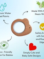 Mouse, stick, ring babycov natural and organic neem wooden teether for babies| helps in teething | 3+ months babies