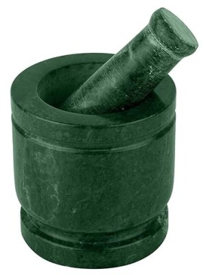 Green Marble Mortar & pestle/Imam Dasta/okhali musal/kundi/khallad/kharal musli - 3"