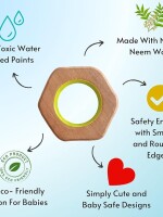 Hexagon, stick, ring natural and organic neem wooden teether for babies | helps in teething | 3+ months babies
