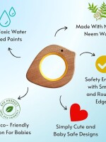 Bird, stick, ring natural and organic wooden teether | helps in teething | 3+ months babies