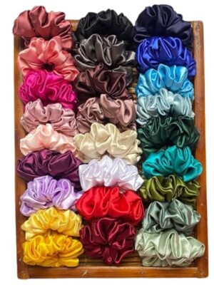 SATIN SCRUNCHIE (Pack of 15 (L))- a convenient hair accessory for people of all ages