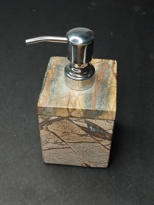 Bathroom Soap Dispenser for Home Décor/Bath Accessories Golden Brown Marble Liquid Dispenser handwash soap/Shampoo/Lotion Dispenser for Bathroom & Ki