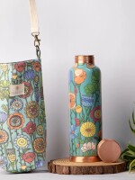 Cluster flora printed | 100% pure copper bottle|950 ml |