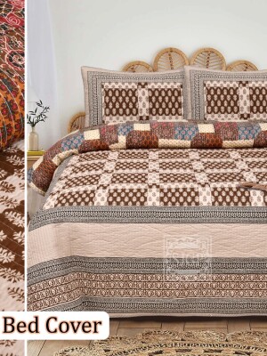 Brown block jaal beautiful bedcover