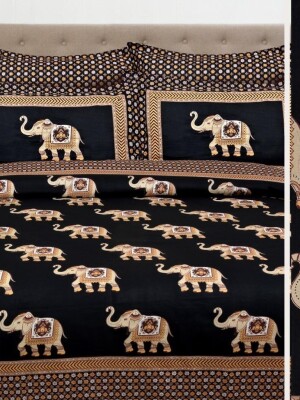 Elephant print king size cotton bedsheet with 2 matching pillow covers