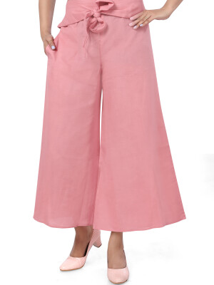 Pastel pink flared bottom palazzo pant for women