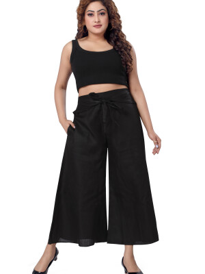 Black flared bottom palazzo pant for women