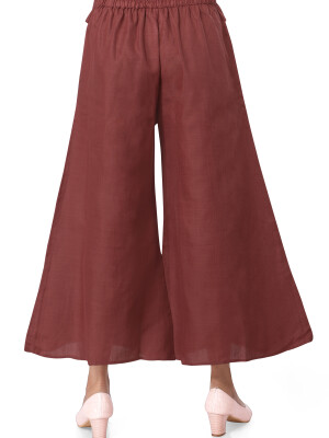 Rust flared bottom palazzo pant for women